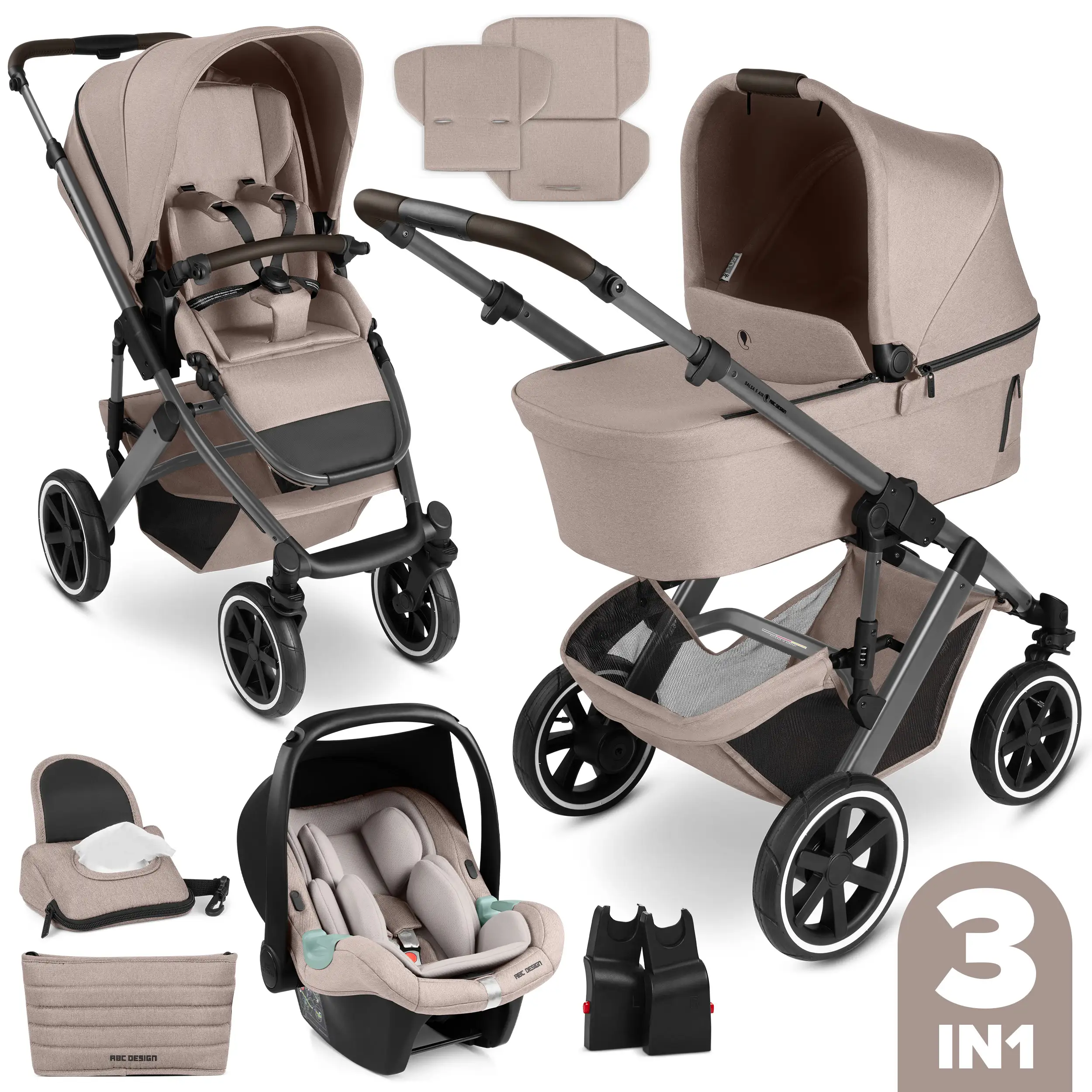 3in1 Kinderwagen-Set Salsa 5 Air - Camel