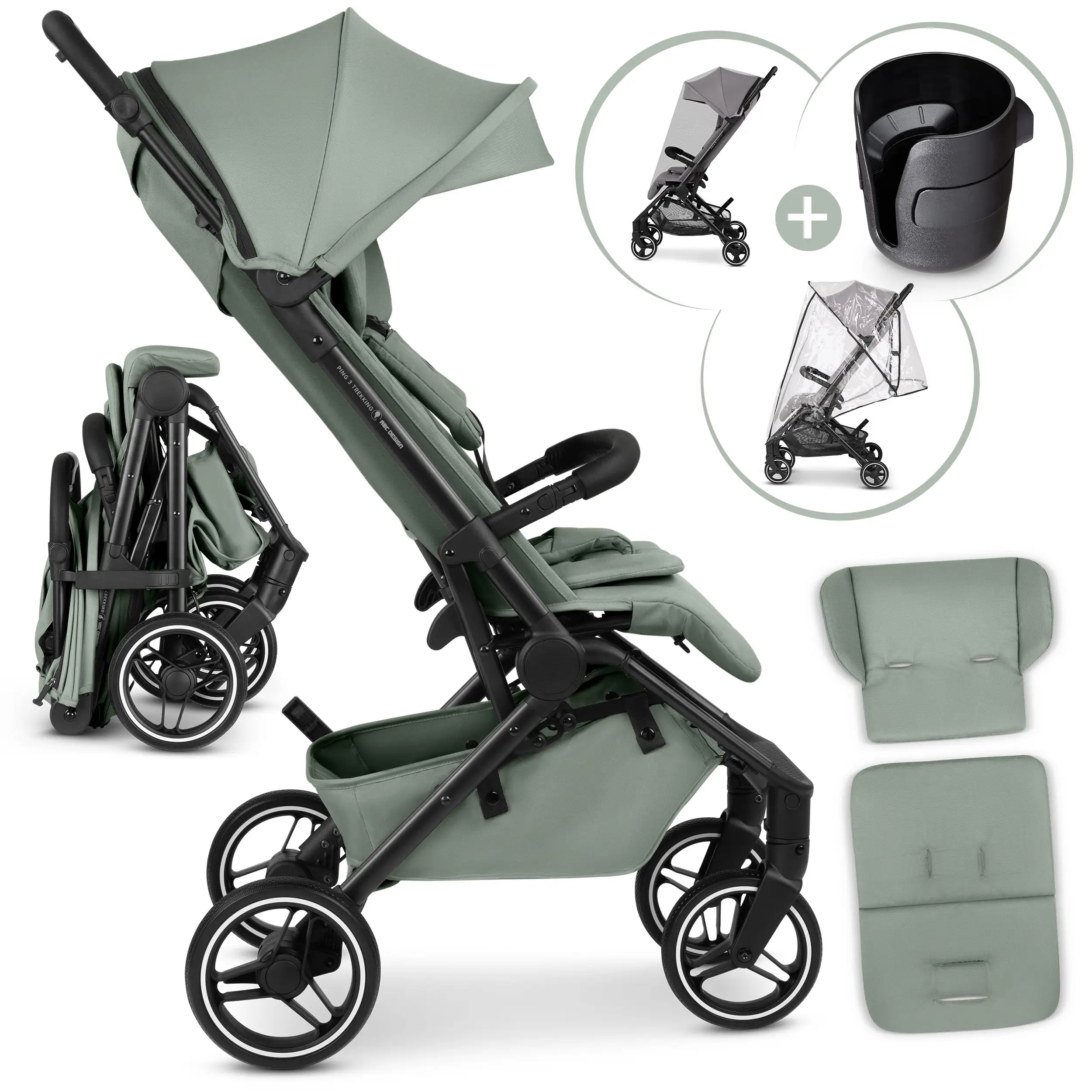 Travel Stroller Ping 3 Trekking with accessory set - Pine