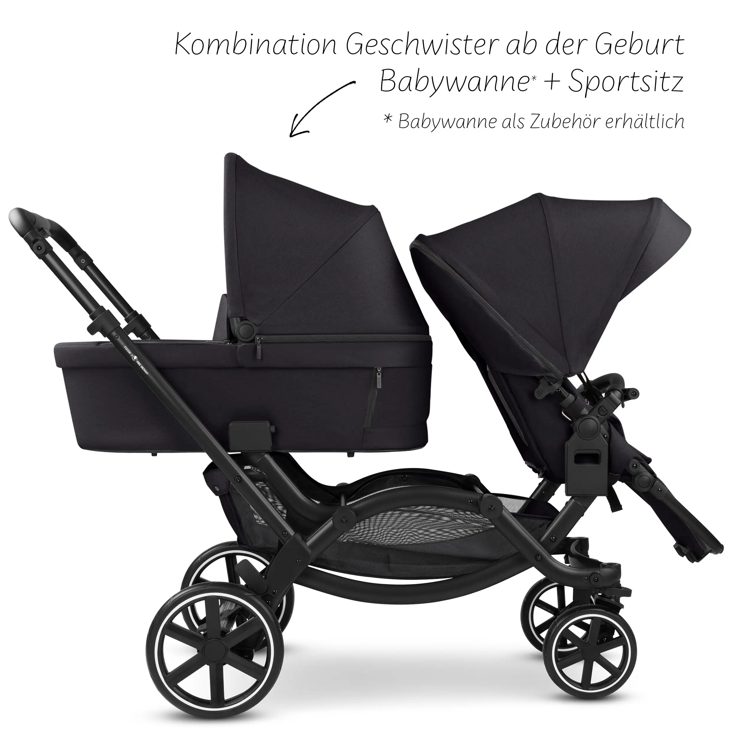 Double Stroller Zoom 2 - Coal