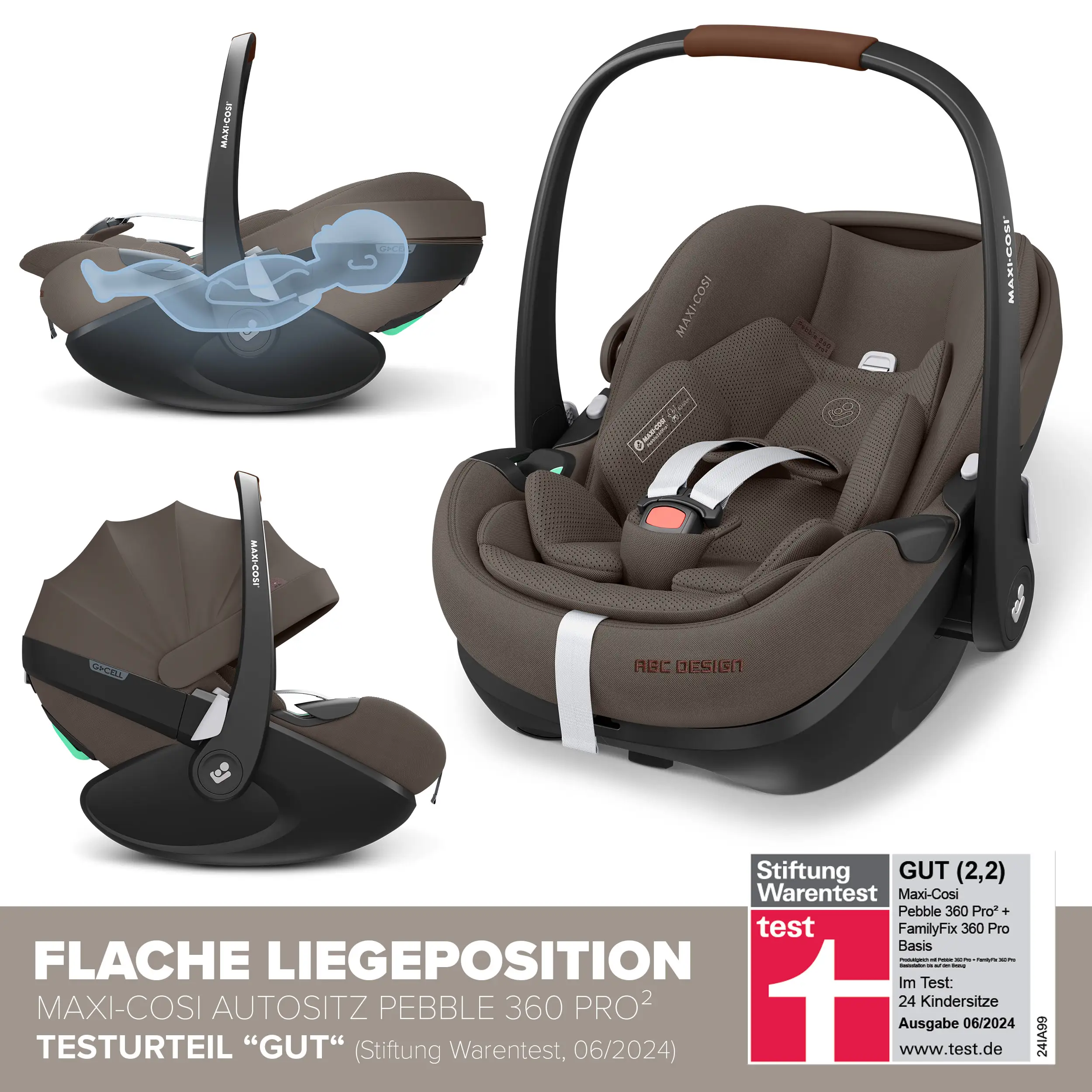 Ensemble poussette 3 en 1 Salsa 5 Air avec siège auto pour bébé Maxi Cosi Pebble 360 Pro 2 - Nature