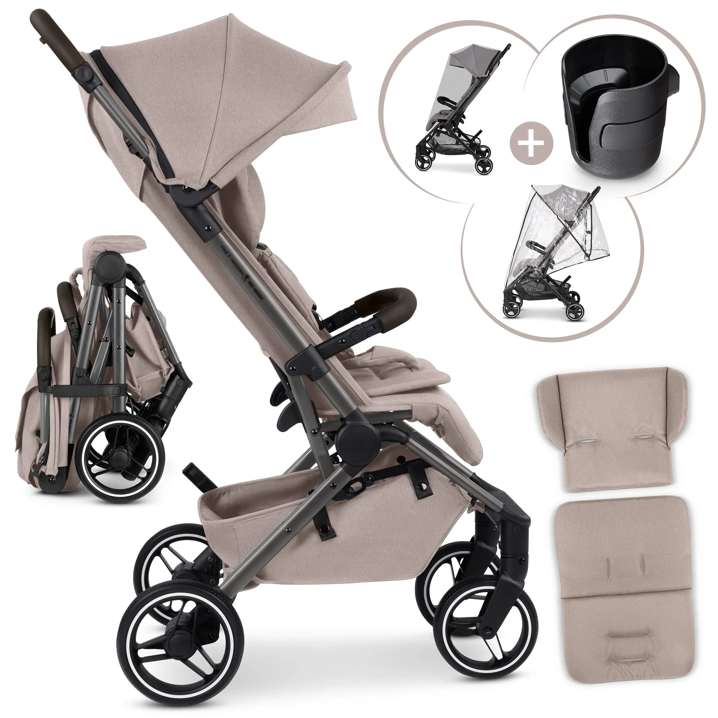 Poussette de voyage Ping 3 Trekking avec set d'accessoires - Camel