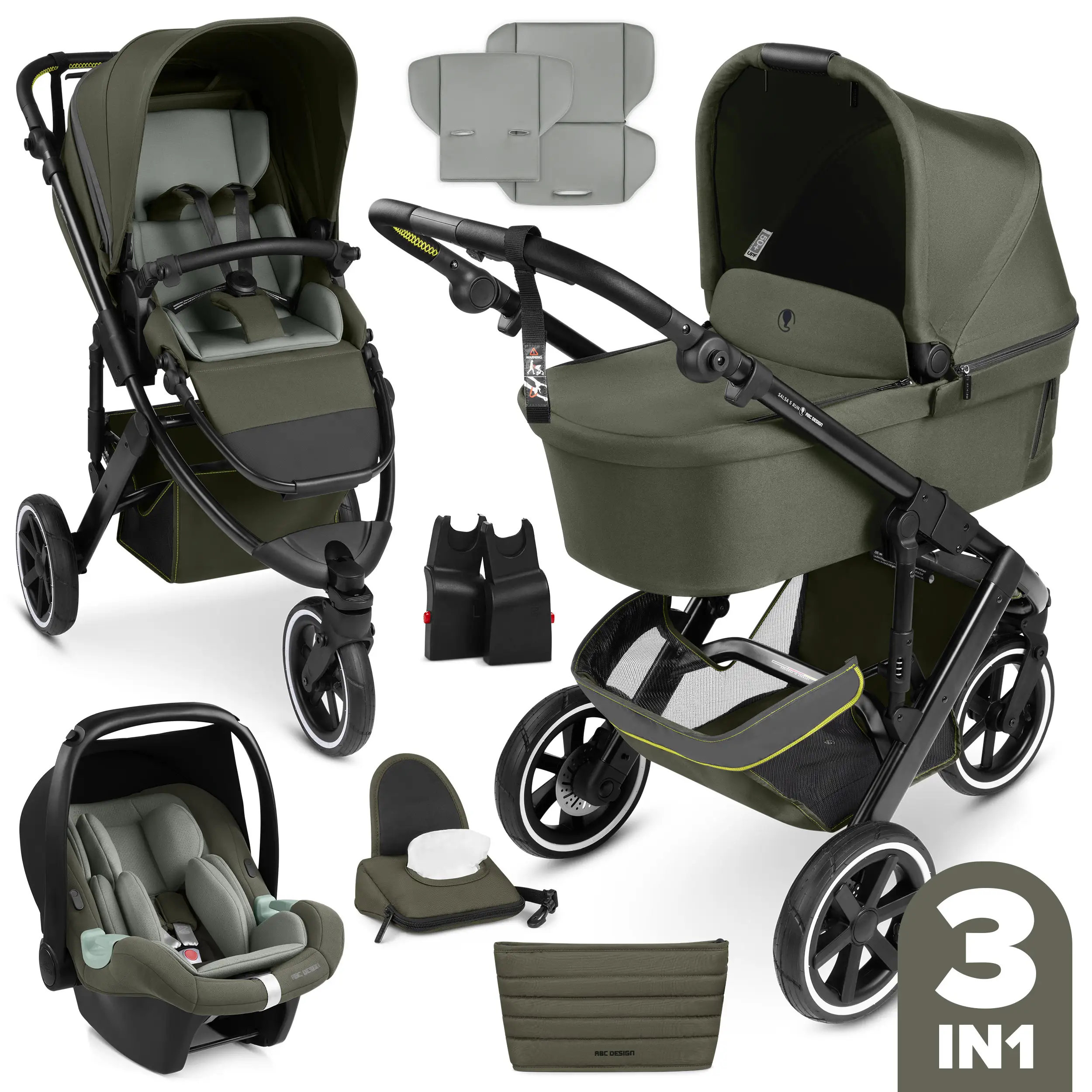 3in1 Kinderwagen-Set Salsa 5 Run - Avocado