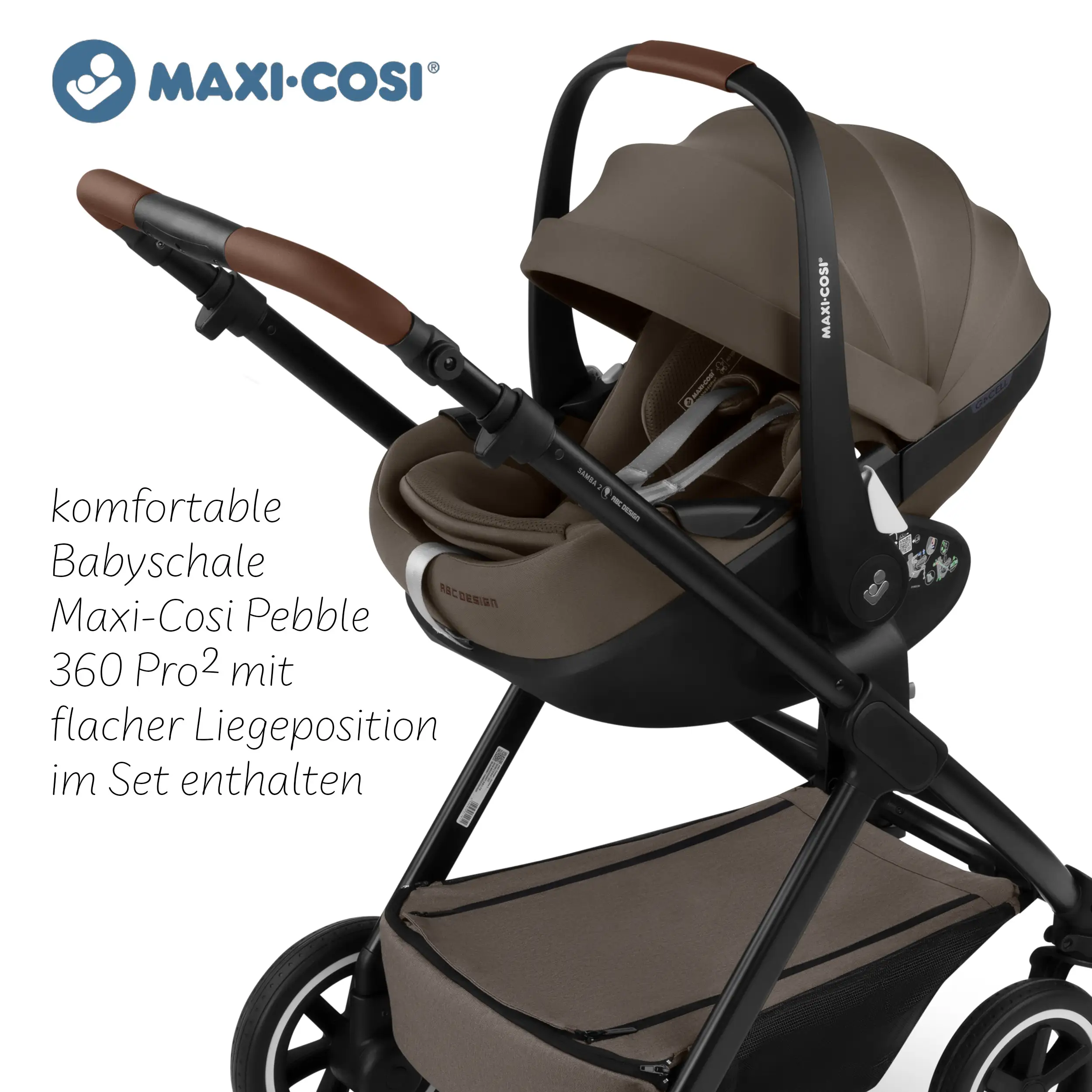 3in1 Kinderwagen-Set Salsa 5 Air inkl. Babyschale Maxi Cosi Pebble 360 Pro 2 - Nature