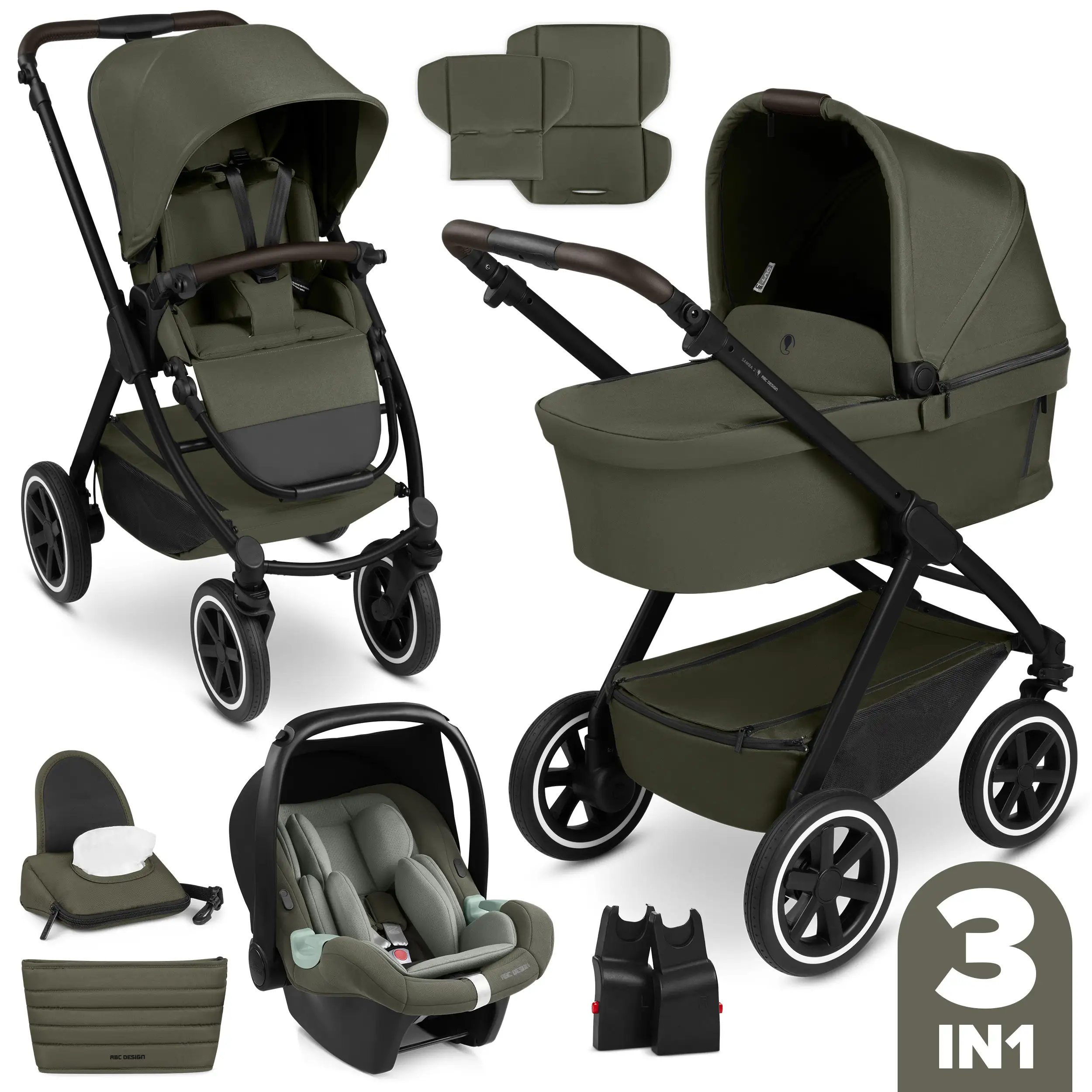 3in1 Kinderwagen-Set Samba 2 - Avocado