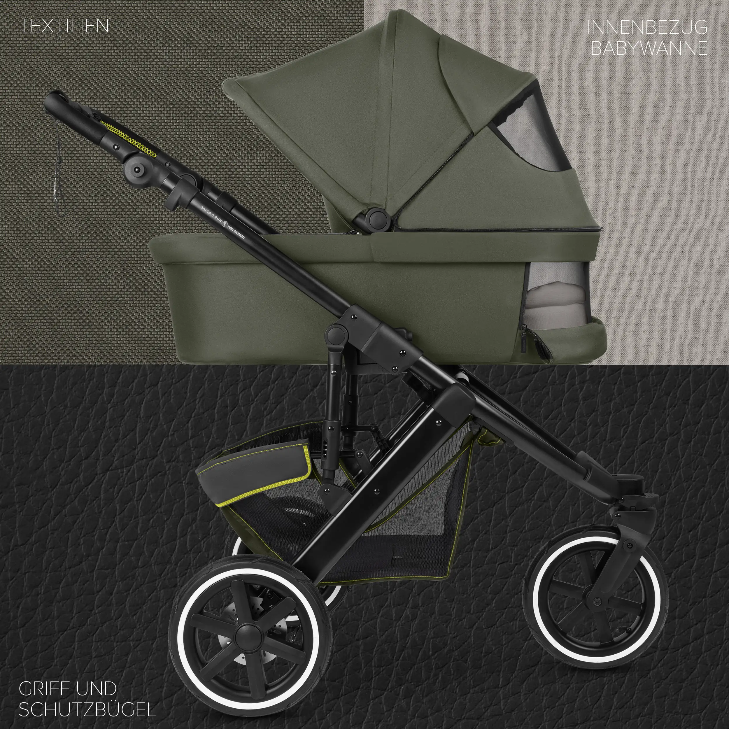 3in1 Kinderwagen-Set Salsa 5 Run - Avocado