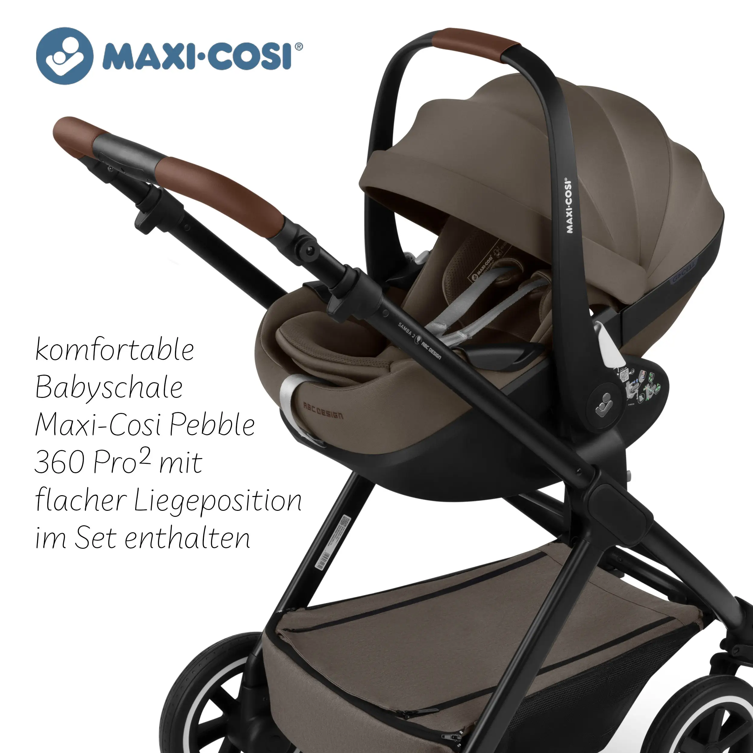 3in1 Kinderwagen-Set Samba 2 inkl. Babyschale Maxi Cosi Pebble 360 Pro 2 - Nature