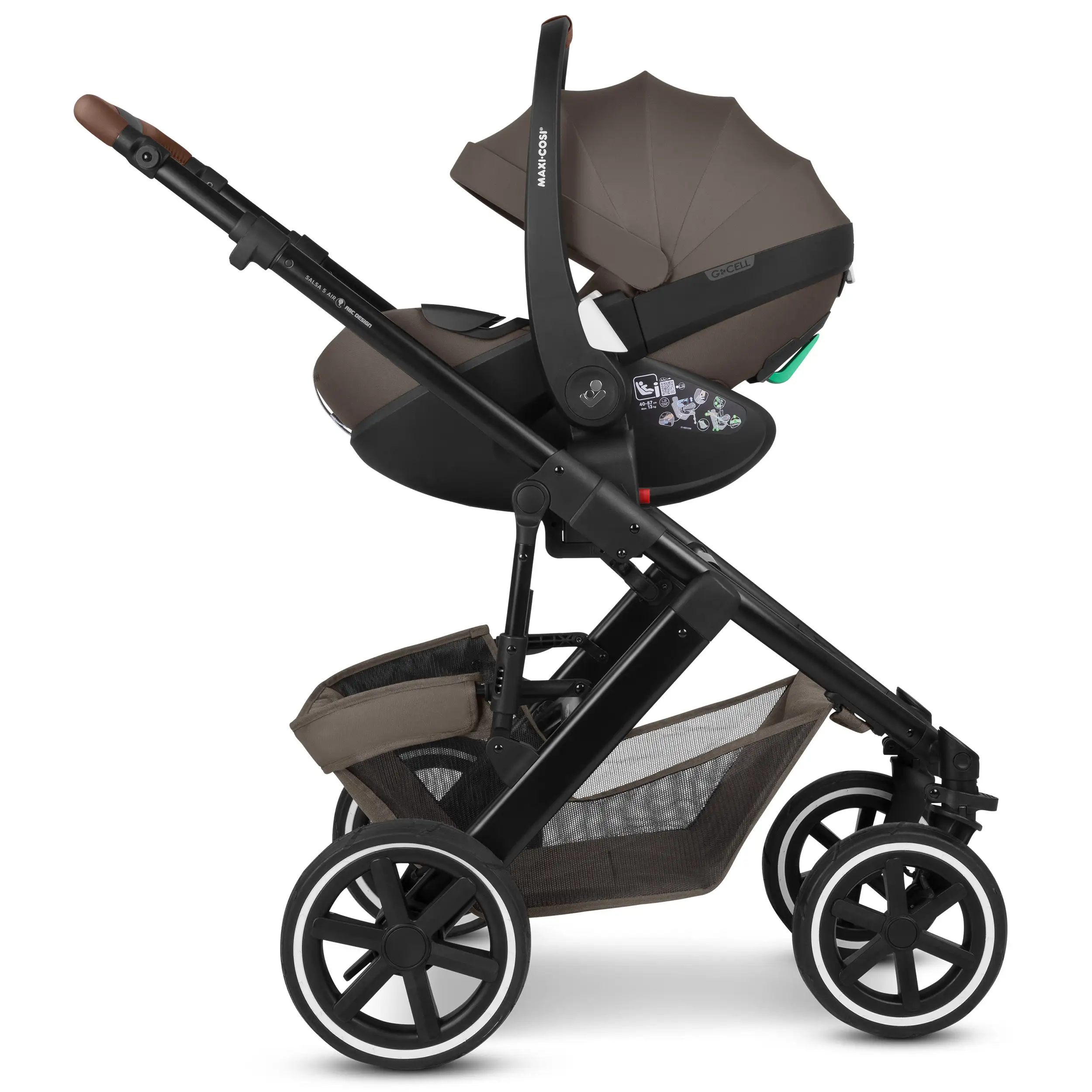 3in1 Kinderwagen-Set Salsa 5 Air inkl. Babyschale Maxi Cosi Pebble 360 Pro 2 - Nature